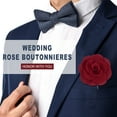 thumbnail image 6 of 12 Pcs Groom Boutonnieres Rose Boutonnieres Pins 3.5"x1.6" for Wedding Blue, 6 of 6