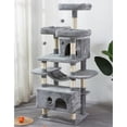 thumbnail image 2 of Large Cat Tree Condo with Sisal Scratching Posts Perches Houses Hammock, Cat Tower Furniture Kitty Activity Center Kitten Play House Gray, 2 of 9
