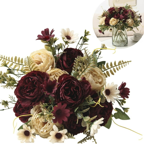 EZPXFCI Artificial Fall Flowers Bouquet for Decoration, Fall Fake Silk Flower Arrangement Autumn Flower Fall Decorations for Home Indoor Office Wedding Bride Bouquets Table Centerpieces Fall Decor