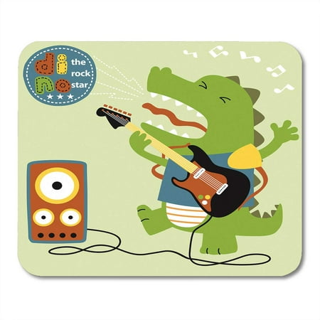 KDAGR Green Dino Dinosaurs The Best Guitar Player Rocker Cartoon Rock Action Mousepad Mouse Pad Mouse Mat 9x10 (Best Rock Guitar Players)