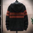 thumbnail image 4 of DHFJKG Mens Zip Up Hoodies Knitted Sweaters With Fuzzy Warm Lining Loose Fit Long Sleeve Hooded Drawstring Knitting Cardigan Coat With Pockets Striped Color Block Versatile Outerwear, 4 of 4