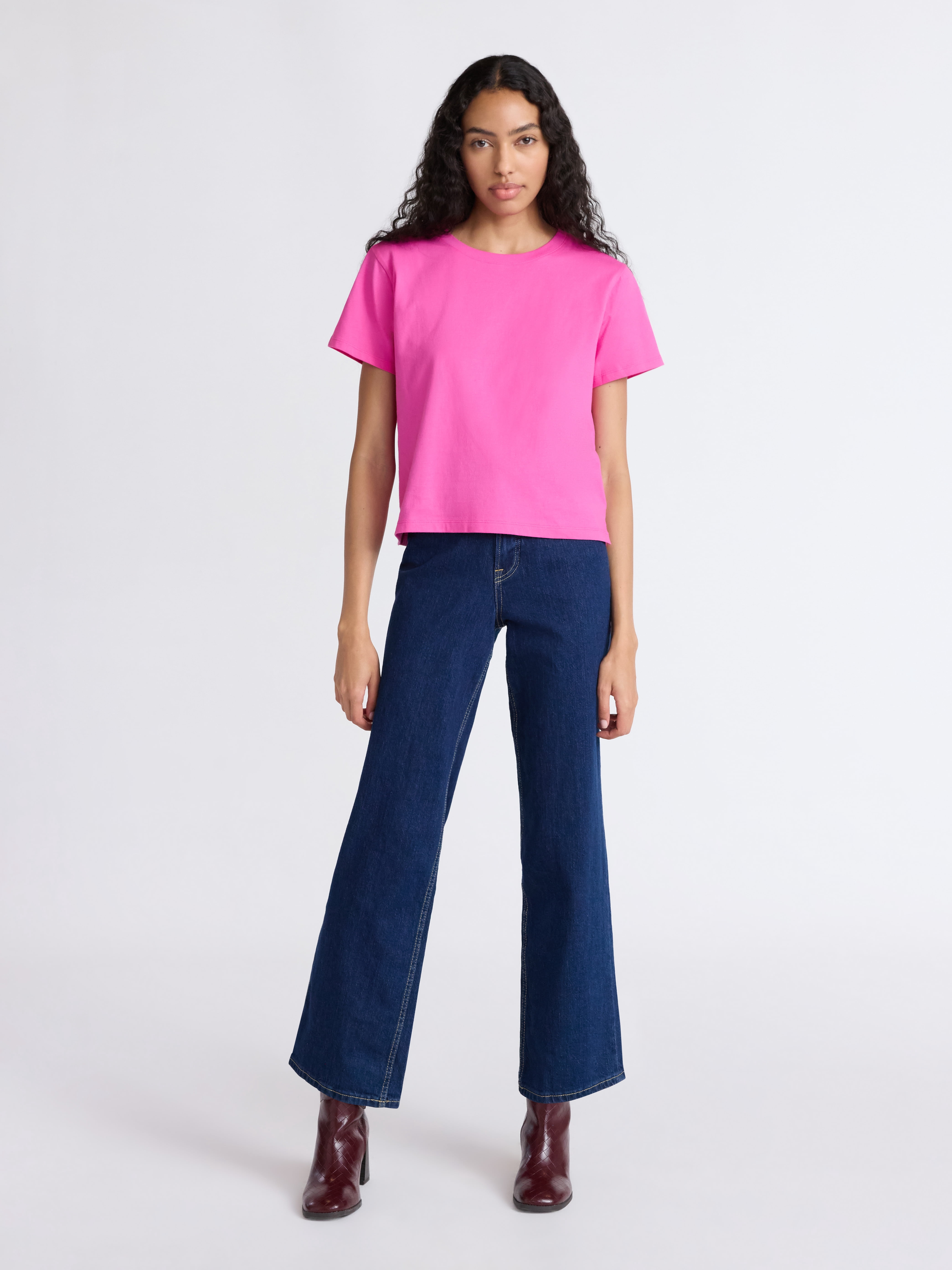 Free Assembly Women's and Women's Plus Cotton Cropped Boxy Tee with Short Sleeves, Sizes XS-4X