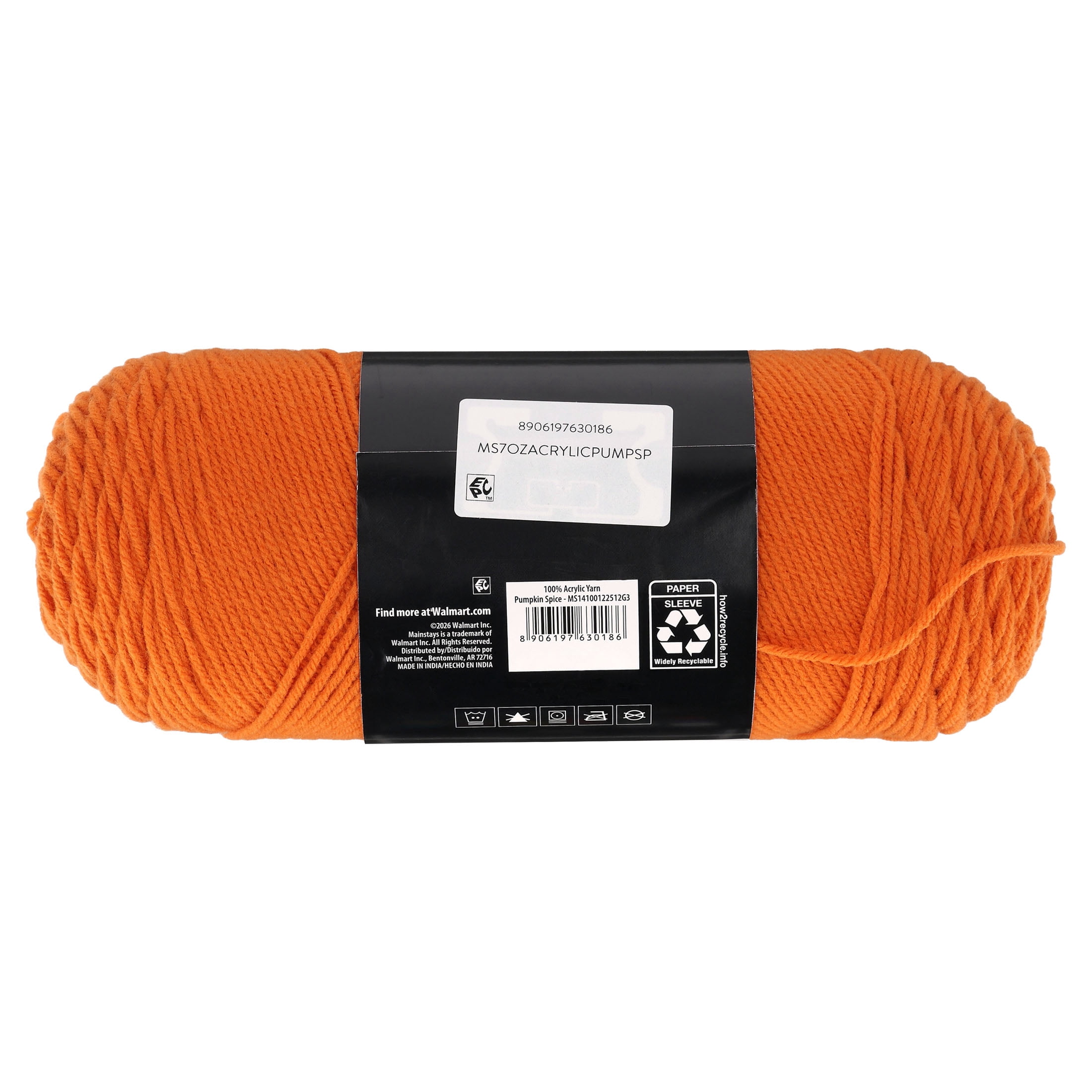 Mainstays Size 4 Medium Weight Acrylic Pumpkin Spice Yarn, 7 oz, 397 yds