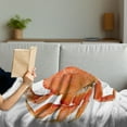 thumbnail image 3 of Crabs Soft Flannel Fleece Throw Blanket, Sea Animals Theme a Cooked Dungeness Crab National Marks Digital Image Print, Cozy Plush for Indoor and Outdoor Use, 50" x 70", Orange White, by Ambesonne, 3 of 5