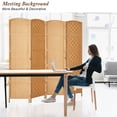 thumbnail image 6 of Room Divider 4-Panel Room Partition, Foldable Freestanding Room Dividers, 6 ft Office Partition Walls Wood Divider Folding Portable Privacy Screen,Light Beige, 6 of 8