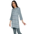 thumbnail image 2 of Moomaya Robe Tunique Mini à Col Fermé Imprimée pour Femmes Vêtements Porter, 2 of 5