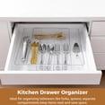 thumbnail image 3 of Acrylic Kitchen Drawer Organizer, Expandable Silverware Holder, Utensil & Cutlery Tray with Knife Storage, Flatware Utensils Holder, 7 to 9-Compartment Kitchen Drawer Organizer for Spoon, 3 of 6