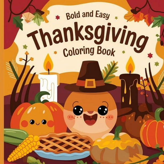 Thanksgiving Bold & Easy Coloring Book for Kids: Simple Coloring Book for Children, (Paperback)