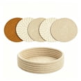 thumbnail image 2 of Round Cotton Yarn Placemats, Handwoven Heat Insulation Mat 10 Inch for Hot Dishes Pots Pans, Kitchen Table Protector & Home Decor for Dining, 2 of 6