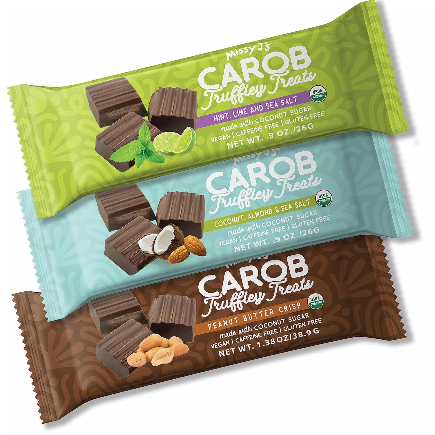 Missy J’s Organic Carob Bliss Sampler Pack 10 Count Vegan, Gluten-Free Healthy Low Calorie Snacks