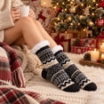 thumbnail image 2 of FEOYA Women Fuzzy Slipper Socks Winter Warm Socks With Grippers Cozy Non - Slip Cabin Sock Sherpa Lined for New Year Christmas Gift Outdoor Activities, 2 of 9