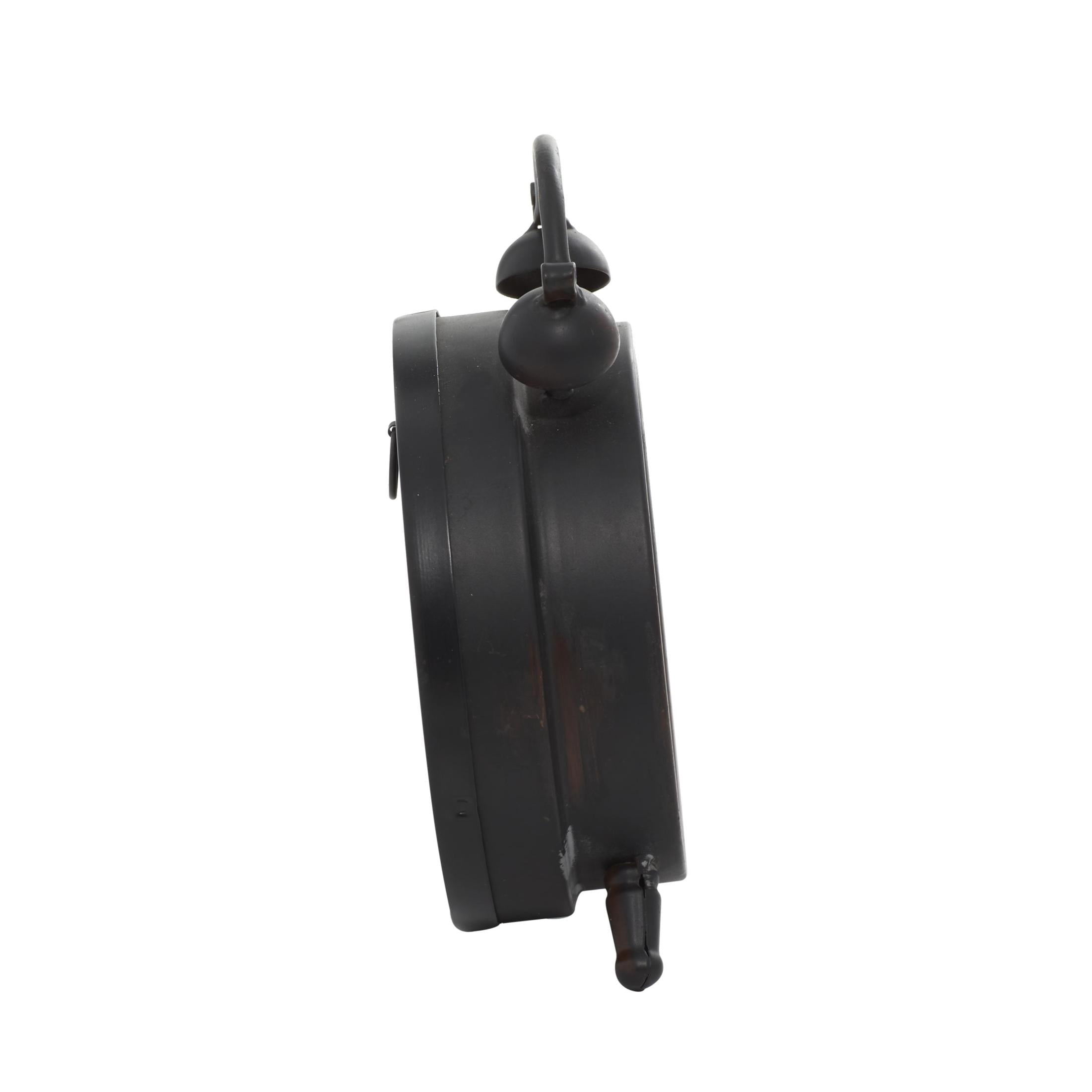 DecMode 9" Black Metal Eiffel Tower Clock with Bell Style Top