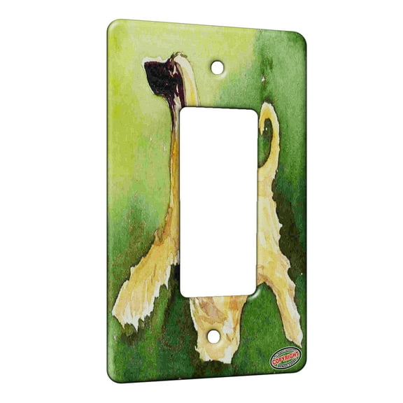 KuzmarK™ 1 Gang Rocker Wall Plate - Fawn Afghan Hound on Green Dog Art by Denise Every