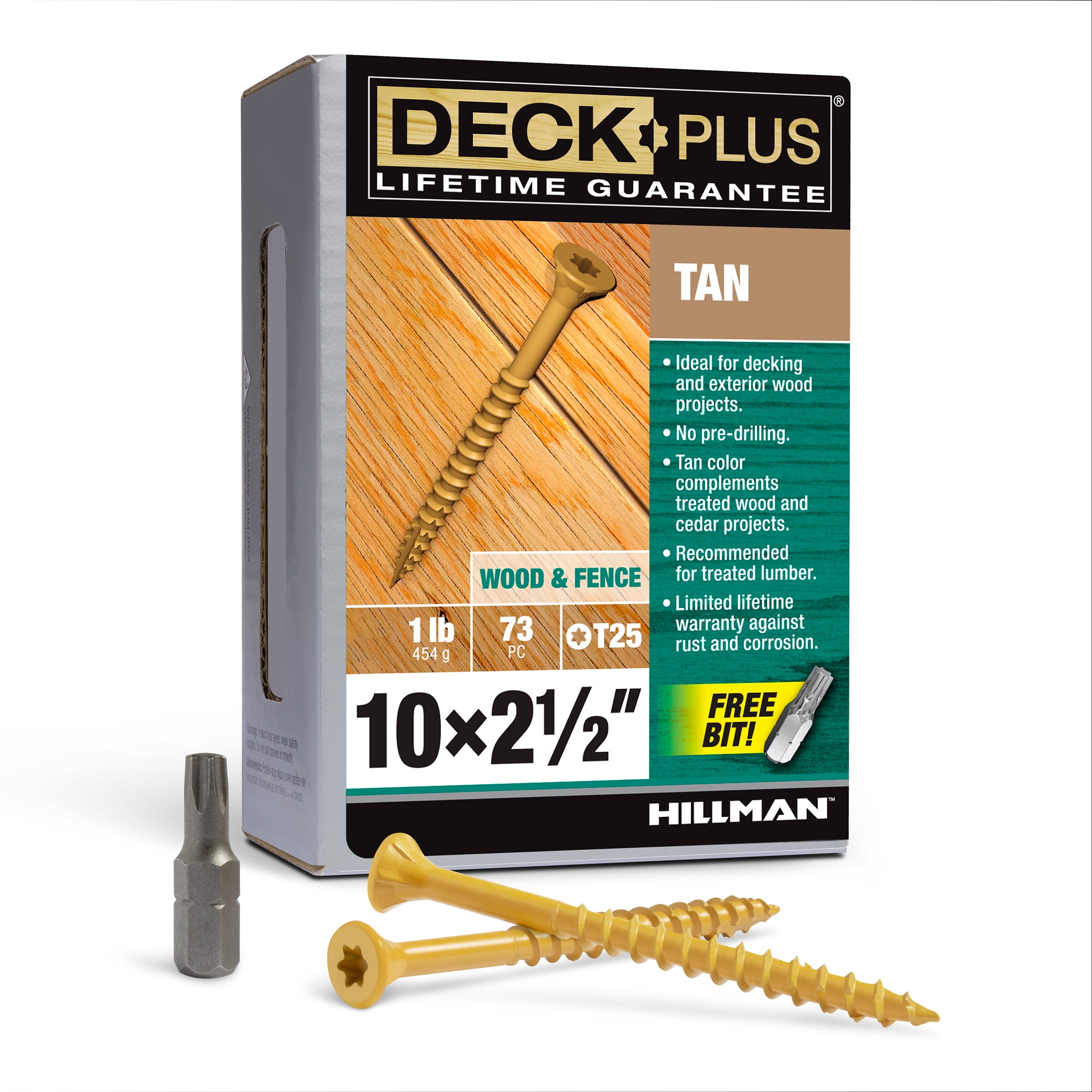 DeckPlus Deck Plus 48415 Exterior Tan Ceramic, Wood Screws, Self-Drilling, (#10 x 2.5"), 1 lb