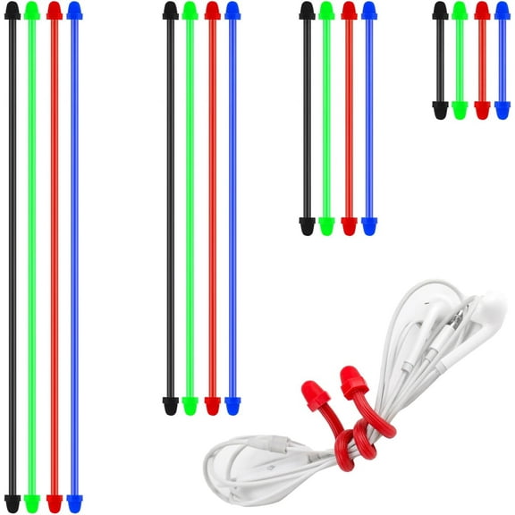 9Pcs/Set Silicone Cable Tie, Reusable Twist Tie, Cable Tie Straps, 4-Inch,6-Inch,12-Inch