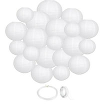 Paper Lanterns Party Decorations,  20Pcs White Round Hanging Paper Lanterns Decorations for Birthday, Wedding, Christmas, Bridal, Home Decor, Party Decoration(Size  6”, 8”, 10”)