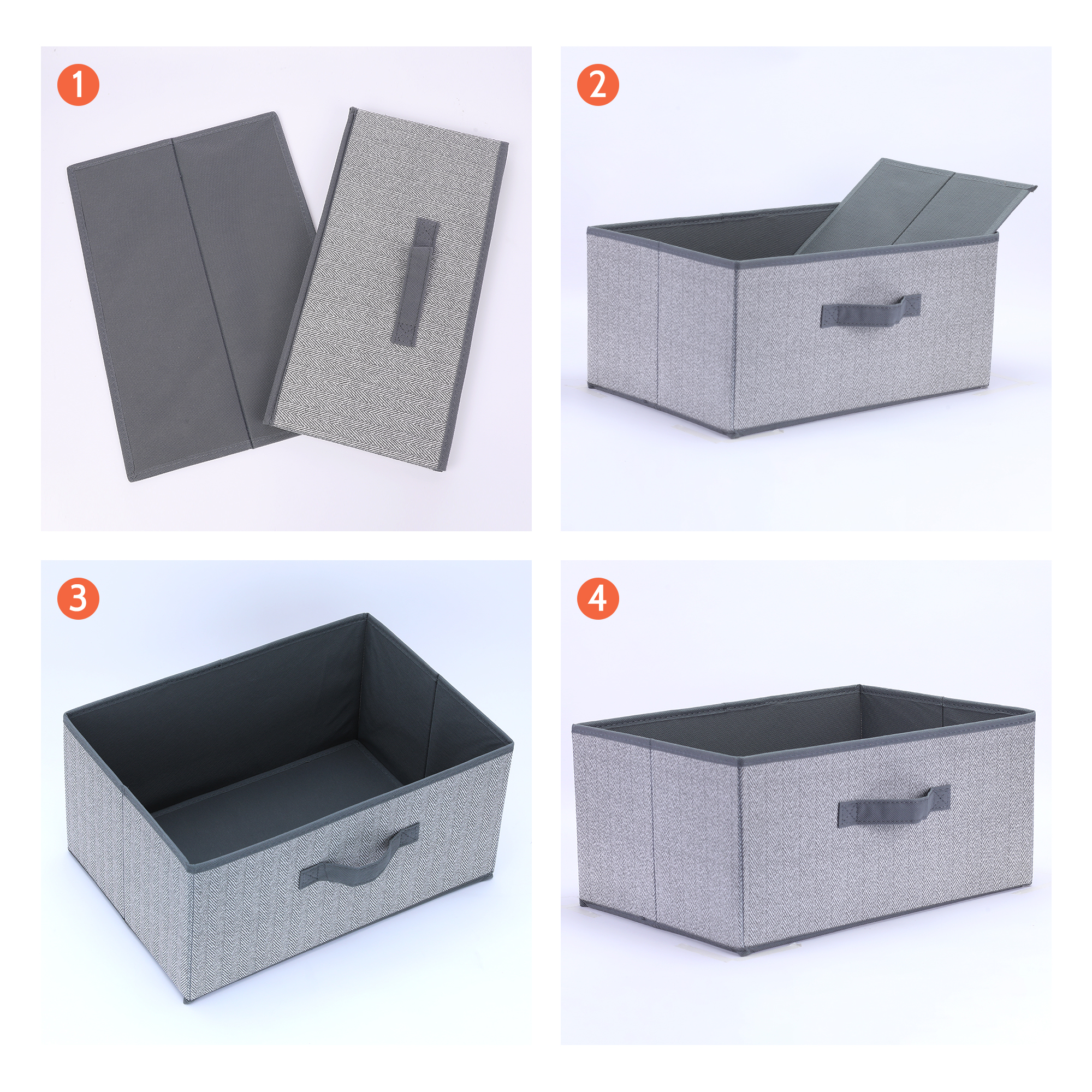 Unique Bargains Storage Cube Bin with Handles 1 Pack Collapsible Storage Basket Grey M