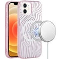 thumbnail image 2 of For iPhone 12 & iPhone 12 Pro [Magnetic Circle] Double Layer Design IMD TPU Case - Wave Pink Zebra Stripes, 2 of 3