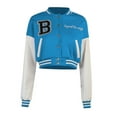 Licupiee Women Cropped Varsity Jacket Y2k Colorblock Letterman Baseball