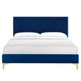 thumbnail image 4 of Platform Bed Frame, Tufted, King, Blue Navy, Velvet, Mid Century Bedroom, Modern Contemporary Boutique HB35628, 4 of 8