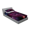 thumbnail image 2 of Ambesonne Space Fitted Sheet & Pillow Sham Set, Stardust Meteor, Twinxl, Magenta Blue, 2 of 2