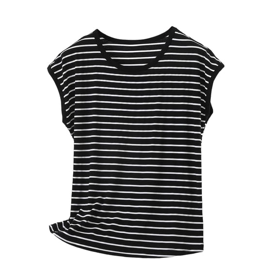 Fewfanhot Womens Tank Tops Striped Sleeveless Slim Fit Summer Casual Shirts Crew Neck Basic Tops