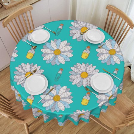 

Tablecloth Flower Pattern Background Table Cloth For Circular Tables Waterproof Resistant Picnic Table Covers For Kitchen Dining/Party
