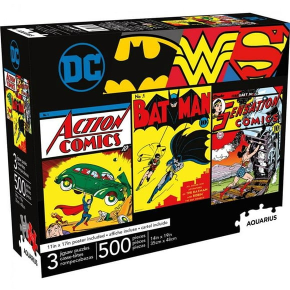 DC Comics 815334 500 Pièces DC Comics Jeu de Puzzle Héros Vintage & 44; Pack de 3