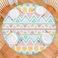 thumbnail image 2 of Decorative Elastic Round Tablecloth, Bohemian Flower Print for Kitchen Dining, Fits Circular Tables Up to 56 Inches, 2 of 7