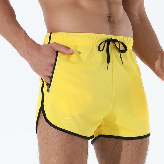 pstuiky Pantalones cortos de gimnasio para hombre, Pantalones cortos deportivos informales de malla transpirable para hombre, para correr, entrenar, con cremallera, bolsillo y cordón.