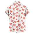 thumbnail image 4 of Men's Valentine Print Shirt Collared Short Sleeve Button Down Top Watermelon Red L, 4 of 6