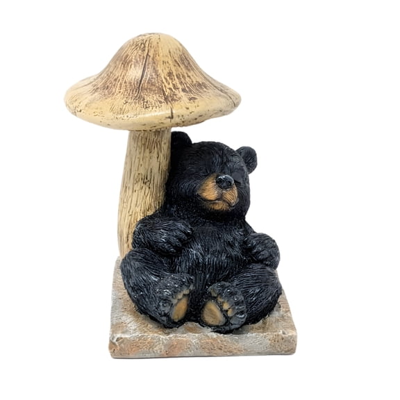 Black Bear Figurine Backwoods Buddies Toby's Woodland Nap – Resin Rustic Cabin Decor, Woodland Animal Statue for Lodge Shelf, Desk & Office Accent, Whimsical Wildlife Collectible, Nature Lover Gift