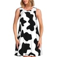 thumbnail image 1 of Easygdp Milk Cow para Vestido Transpirable de Mujer, Vestido Suelto de Manga Corta con Pliegues y Bolsillos para el Verano, 1 of 7