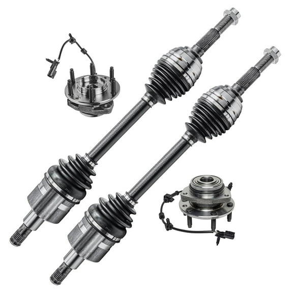 Detroit Axle - 4WD Front Wheel Bearing Hubs CV Axles for Chevy Trailblazer GMC Envoy XL XUV, Buick Rainier Ascender Bravada Saab 9-7x, Replacement Wheel Bearing & Hubs Assembly CV Axles