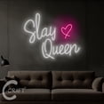 thumbnail image 3 of C-CRAFT Slay Queen Neon Sign LED Light 25 inch for Women's Day Girl Club Wall Art Decor, 3 of 5
