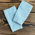 thumbnail image 5 of Xfvqtps Fingerless Gloves for Womens Thumb Hole Wrist Knitting Crochet Flower Hollow Out Solid Color Fashion Thermal Warm Winter Mittens Sky Blue, 5 of 9