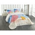 thumbnail image 3 of Ambesonne Yellow and Blue Quilted Bedspread Set 3 Pcs, Windy Shore, Queen Size, Multicolor, 3 of 5