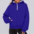 thumbnail image 2 of Enjoytime Sweatshirts for Women Solid Color V-Neck Half Zip Pullover Hoodies Casual Loose Long Sleeve Sweatshirt Fall Winter Clothes 2025 Blue S, 2 of 5