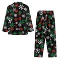 thumbnail image 4 of SCRAWLGOD Snowflake Print Black 2 Pieces Men's Pajama Sets with Pockets Man Pajamas Long Sleeve Notch Collar Button-Down Sleepwear Breathable Pj Set with Elastic Band, 3XL, 4 of 6