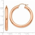 thumbnail image 4 of 14K Rose Gold Polished 4mm Tube Hoop Earrings (35 X 4) Made In Peru tf827, 4 of 5