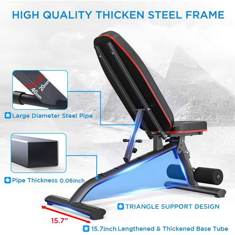 OUNUO Weight Bench 550lbs Capacity Adjustable Strength Training