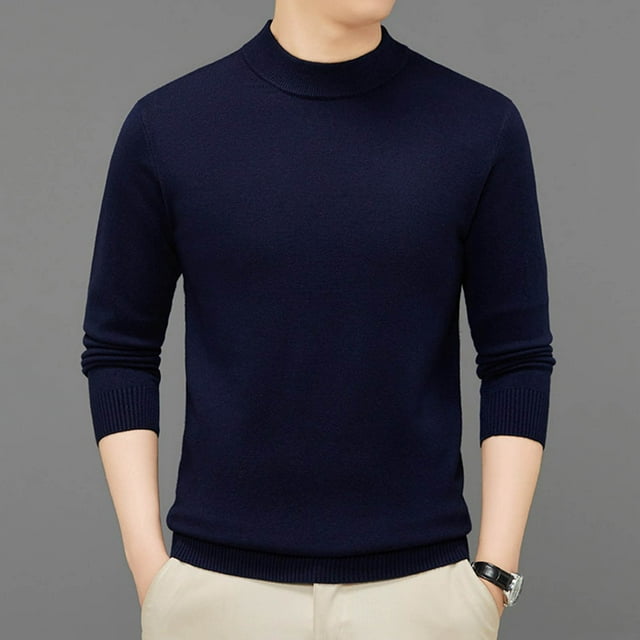 NaWent Hauts en Tricot pour Hommes Automne Hiver Décontracté Chandail Uni à Manches Longues Col Rond Blouse Chandail