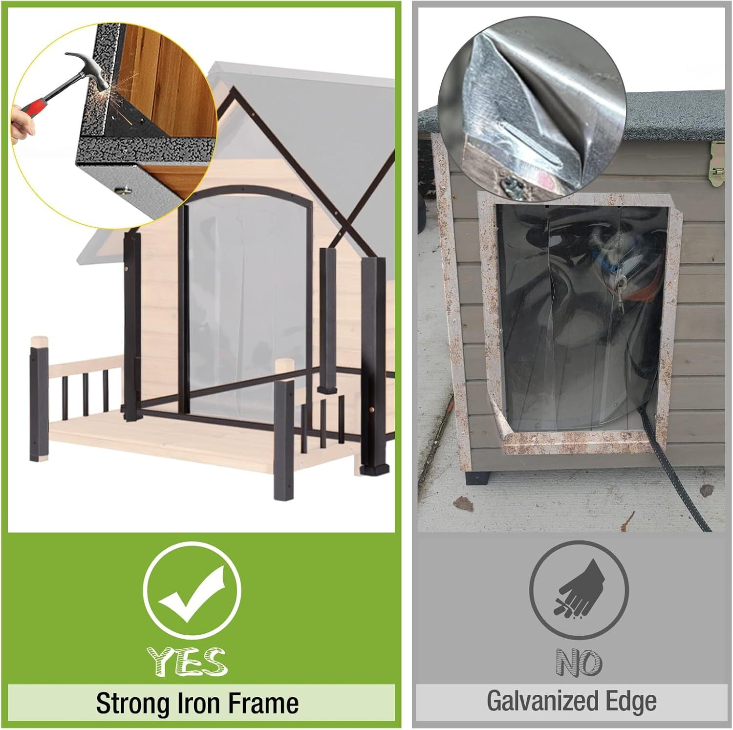 MEDEHOO Dog House Outdoor Heated Dog Kennel with Insulated Liner for Winter Metal Frame Dog House for Small Medium Large Dogs, Waterproof Roof Large