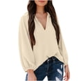 thumbnail image 1 of Blouses Décontractées pour Femmes Col en V Pull Lanterne Manches Longues T-Shirt Uni Tee Top Blouses pour Femmes, 1 of 6
