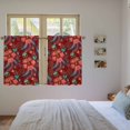 thumbnail image 4 of Red Boho Floral Tier Curtains, Vintage Southwestern Ethnic Tribe Botanical Light Filtering Kitchen Curtains, 2Pcs Rod Pocket Half Window Treatments Panels for Sink Cafe Cabinet Basement 27.5x45In, 4 of 9