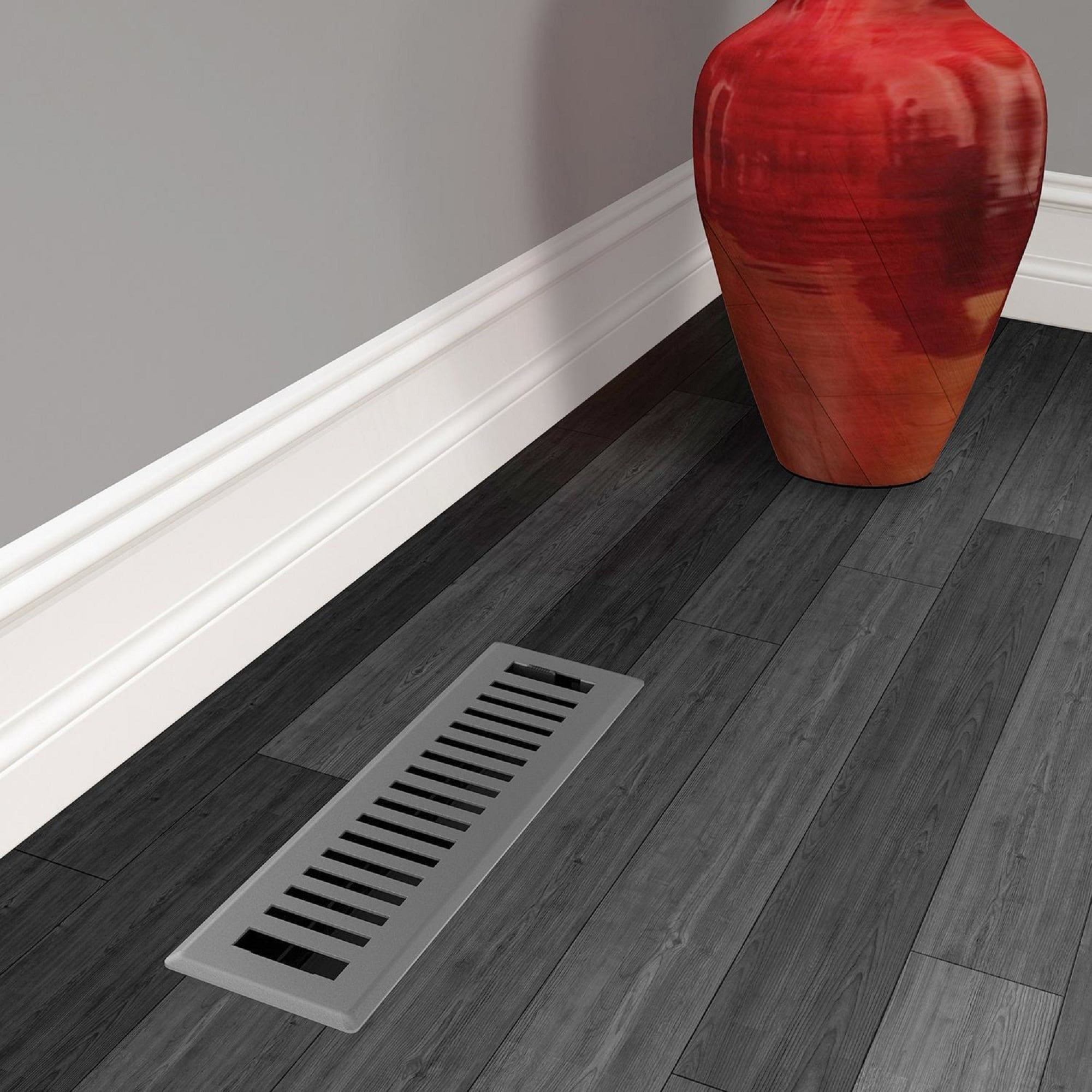2in x 12in Montezuma Style Grey Granite Metal Rectangular Air Floor Register (5 PACK) - Overall 3 7/16" x 13 1/8"