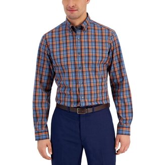 Arrow 1851 Hamilton Poplins Camisa de Manga Larga con Botones a Cuadros para Hombre, Azul Marino (Deep Navy Blazer), 4X-Large Grandes