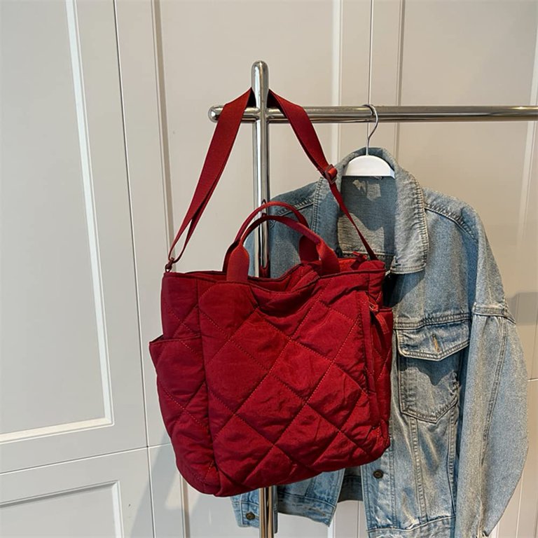 New Zara Basic Collection Red Nylon Tote Cross-body/ Shoulder Bag Purse 