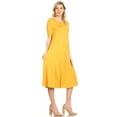 thumbnail image 3 of MOA COLLECTION Women's Solid Casual Comfy Short Sleeve Jersey Knit A-Line Midi Dress, 3 of 6
