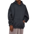 thumbnail image 2 of Unisex Long Sleeve Drop Shoulder Hoodie without Drawstring, Casual Pullover Tracksuit Top for Running, Lounge Wear,Dark Gray,4XL, 2 of 6
